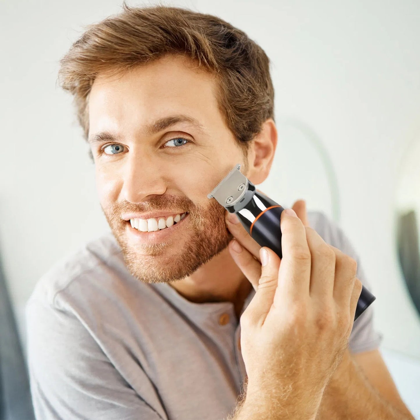 All In One Beard Trimmer For Men With 5 Trimmer Heads IPX5 Waterproof Electric Razor For Face Nose Body Beard Cordless Hair Shaver Clipper Grooming Kit For Men Husband Father